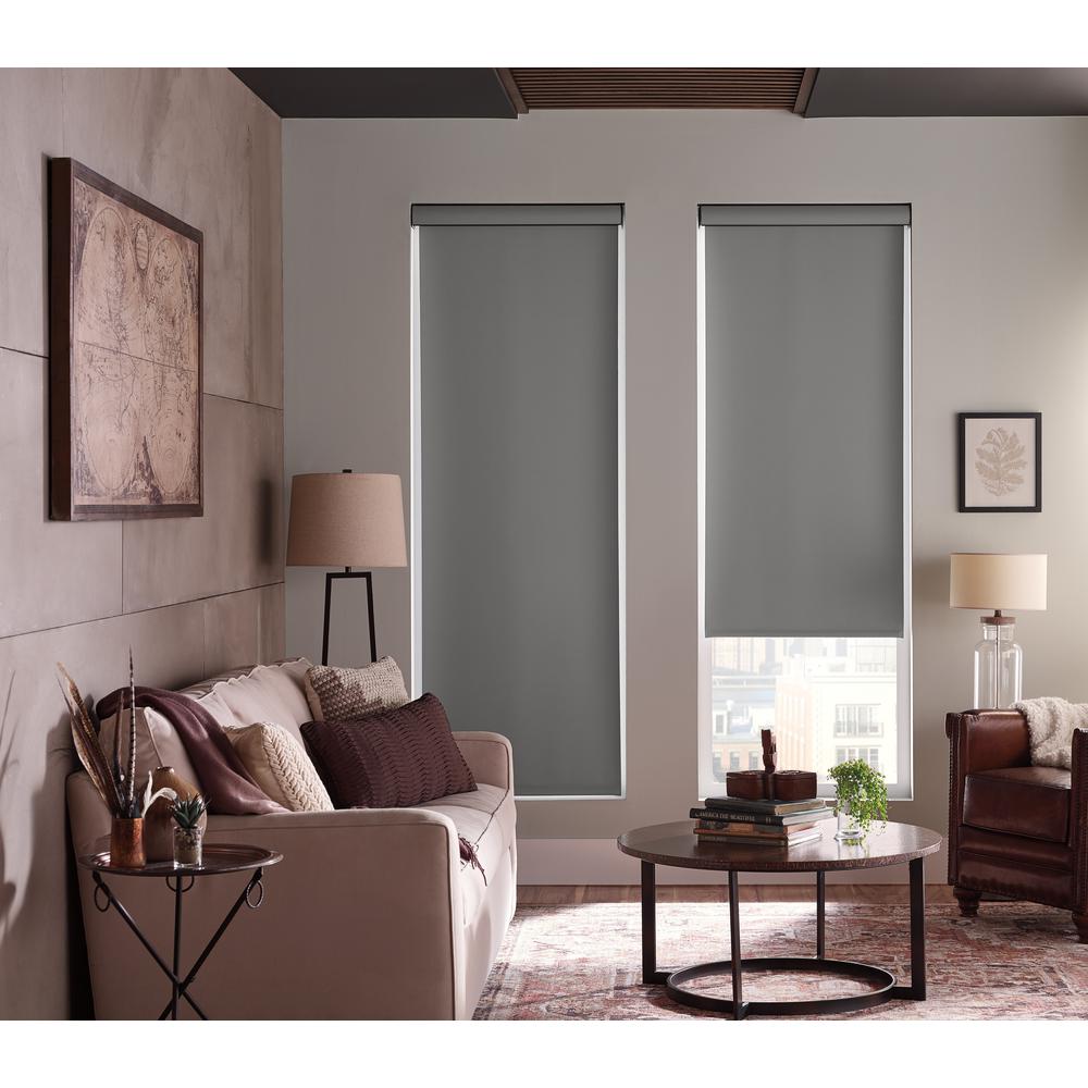 Black-out_gray Roller shades with valance